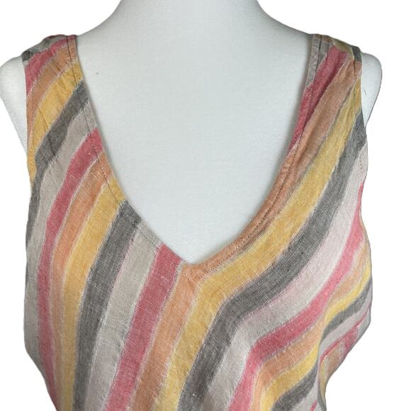 J Jill Love Linen Petite M Striped Linen Maxi Dress Summer Coastal Casual‎ Lined - Picture 9 of 14
